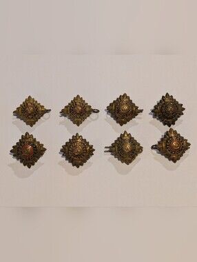 WWII British Army Officer Pip Badge: Order of Bath, Brass & Enamel Lot Of 8